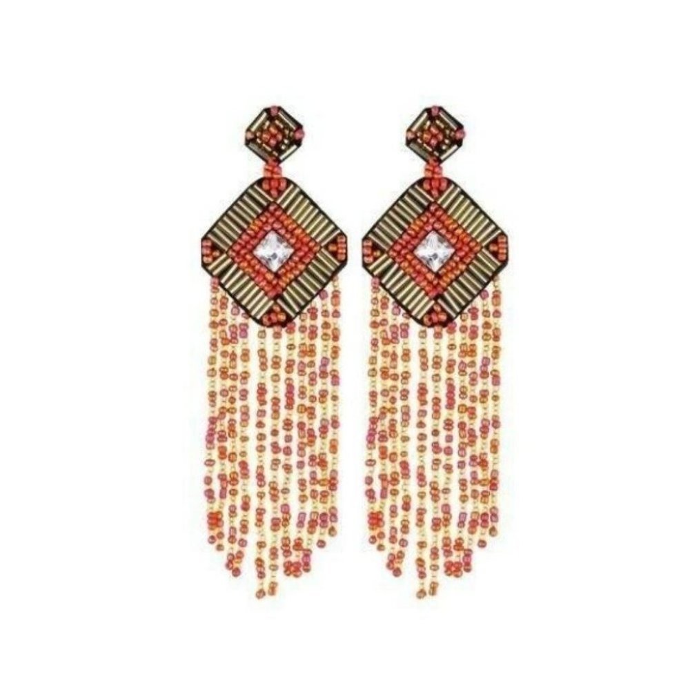Handmade Rhinestone beaded drop earrings